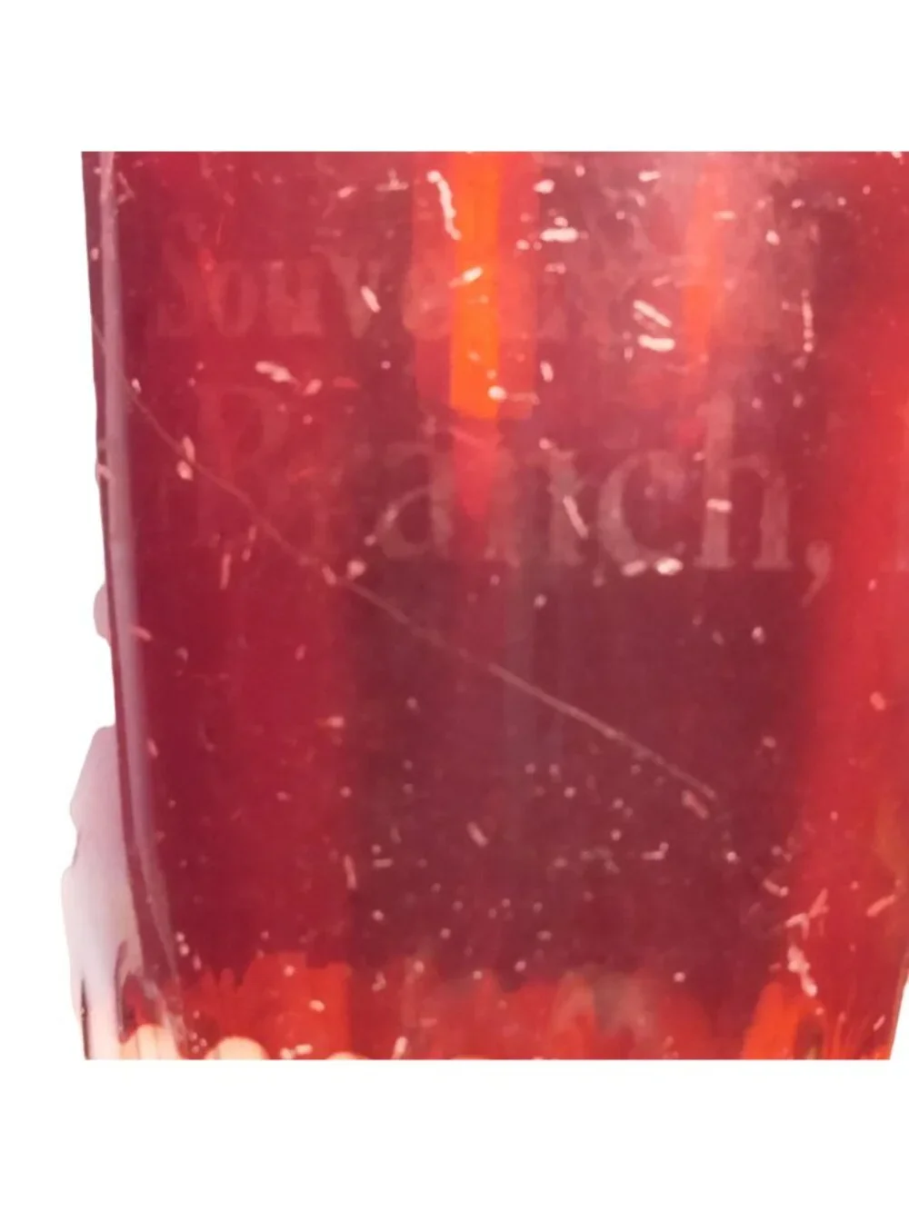 Souvenir Shot Glass North Branch Michigan Vintage Red Glass Cut Glass Bottom